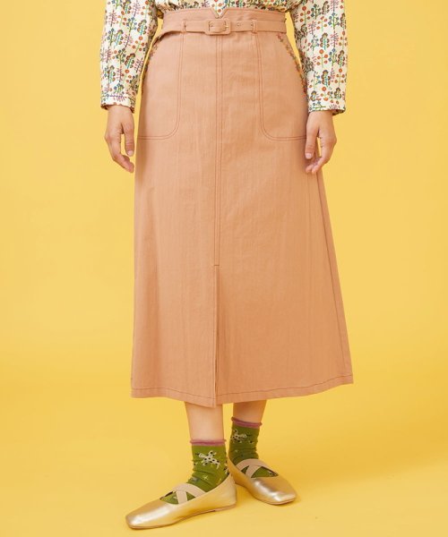 Jocomomola(ホコモモラ)/arruga ベルトデザインスカート/ピンク