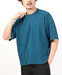 LUXSTYLE(ラグスタイル)/接触冷感ストレッチ半袖ビッグTシャツ/半袖Tシャツ メンズ ビッグシルエット 接触冷感 ストレッチ 無地 カットソー/ブルー