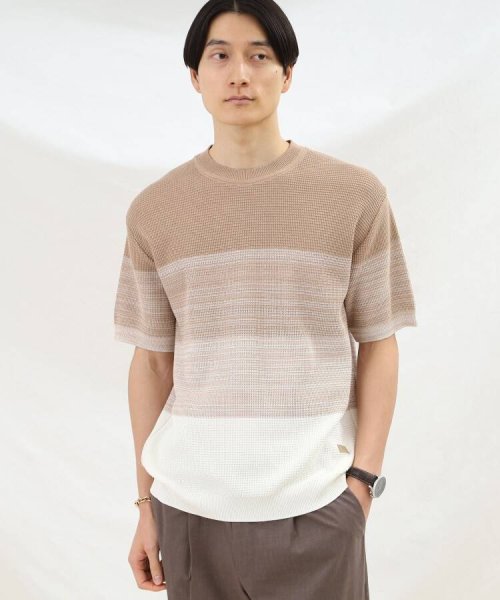 TAKEO KIKUCHI(タケオキクチ)/徳島 グラデーション ニットTシャツ/サンドベージュ（553）