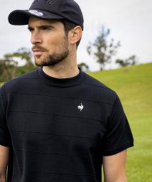 le coq sportif GOLF (ルコックスポルティフ（ゴルフ）)/【RIJOUME/リジューム】ホールガーメント(R)モックネック半袖ニットシャツ (手洗い可/DESCENTE ECO/再生材料使/ブラック