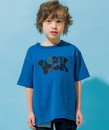 WASK(ワスク)/ロゴパッチワークプリント天竺Tシャツ(100~160cm)/ブルー