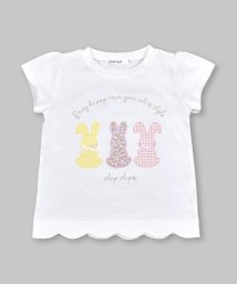 SLAP SLIP(スラップスリップ)/【防汚加工】ウサギパッチ刺しゅうプリント半袖Tシャツ(80~130cm)/ホワイト