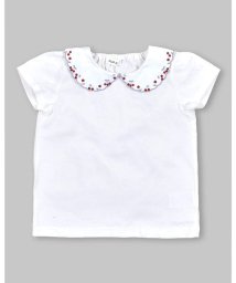 SLAP SLIP(スラップスリップ)/スカラップ襟チェリー刺繍半袖Tシャツ(80~130cm)/ホワイト