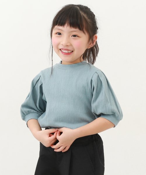 devirock(デビロック)/パワーショルダーTシャツ 子供服 キッズ 女の子 トップス 半袖Tシャツ Tシャツ /ブルー