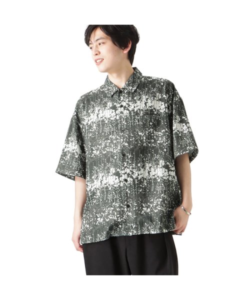 MAC HOUSE(men)(マックハウス（メンズ）)/MOSSIMO モッシモ 総柄半袖シャツ 3270－7101/グレー