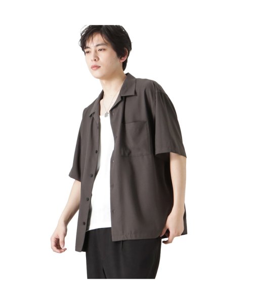 MAC HOUSE(men)(マックハウス（メンズ）)/MOSSIMO モッシモ オープンカラーシャツアンサンブル 3270－7104/チャコール