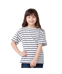 MAC HOUSE(kid's)/NAVY ネイビー バスクボーダー半袖Tシャツ N23－3－22005/505225629