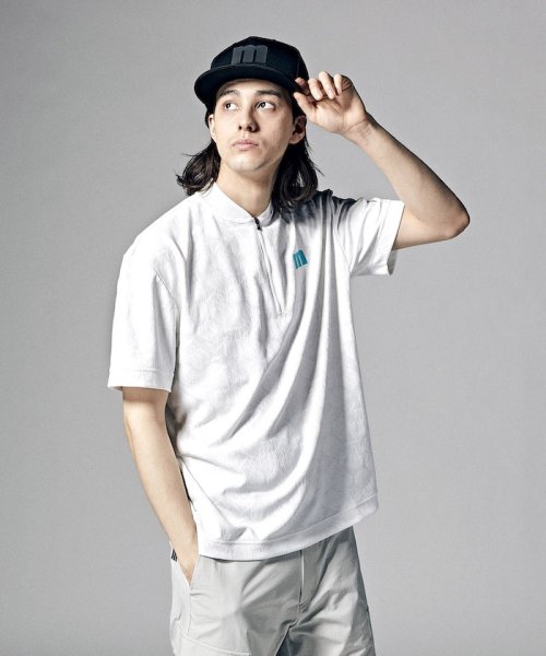 Munsingwear(マンシングウェア)/『ENVOY』総柄ジャカードハーフジップオーバーサイズシャツ(吸汗速乾/UV CUT(UP【アウトレット】/ホワイト