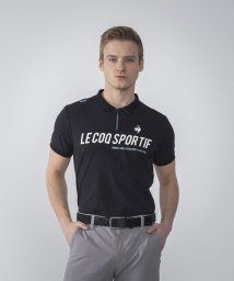 le coq sportif GOLF (ルコックスポルティフ（ゴルフ）)/【RIJOUME/リジューム】ハーフジップ半袖ポロシャツ (吸汗速乾/ストレッチ/DESCENTE ECO/再生材料使用型【【アウトレット】/ブラック