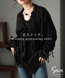 Sawa a la mode/色気薫る大人のシワ加工サテンブラウス/505230737