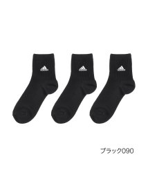adidas(adidas)/福助 公式 靴下 キッズ レディース adidas (アディダス) 3足組 つま先かかと補強 リブ クルー丈 123－13v3<br>子供 フクスケ fukus/ブラック