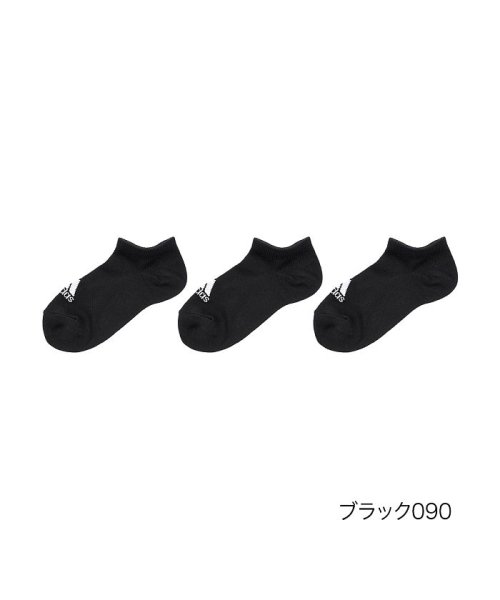 adidas(adidas)/福助 公式 靴下 キッズ レディース adidas (アディダス) 3足組 消臭加工 無地 スニーカー丈 123－13v5<br>子供 フクスケ fukuske/ブラック