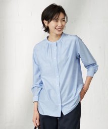 J.PRESS LADIES(J．プレス　レディス)/ストライプジャージー バンドカラー カットソー/サックスブルー系1