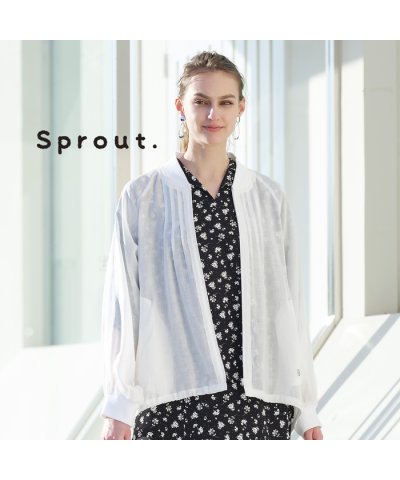 【Sprout】リネン混　ジップアップブルゾン