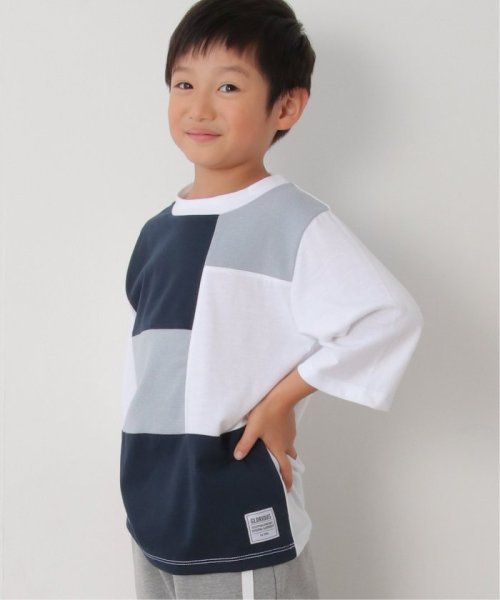 ikka kids(イッカ　キッズ)/7分袖リップル切り替えTシャツ（120〜160cm）/オフホワイト