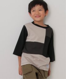 ikka kids(イッカ　キッズ)/7分袖リップル切り替えTシャツ（120〜160cm）/ブラック