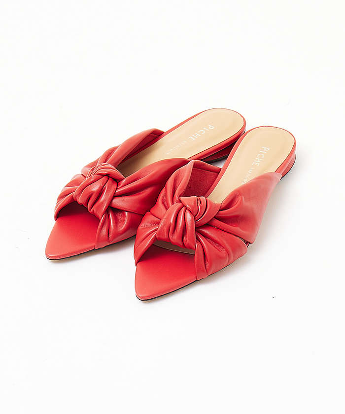 AuBANNISTER ポインテッドツイストフラットミュール レッド M