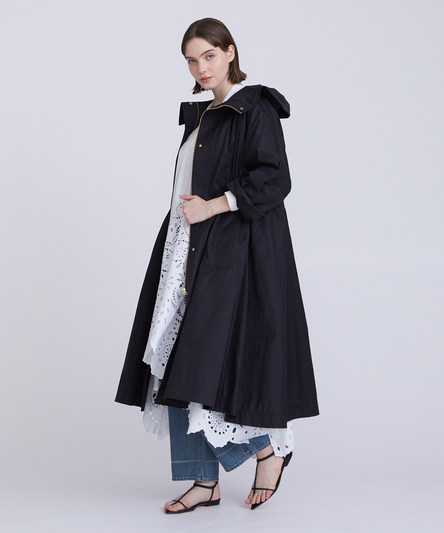 chico 2wayポンチョコート ブラック Chico 2way ポンチョコート