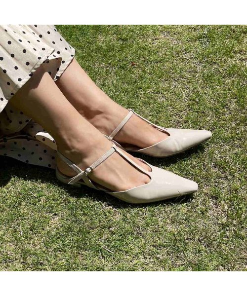 ポインテッドトゥTストラップパンプス 本革 T1405541254(10797円)
