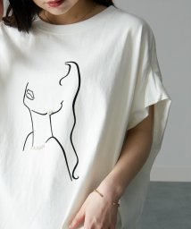 Ranan(ラナン)/パール調ビジュー付フロッキープリントTシャツ/ホワイト系1