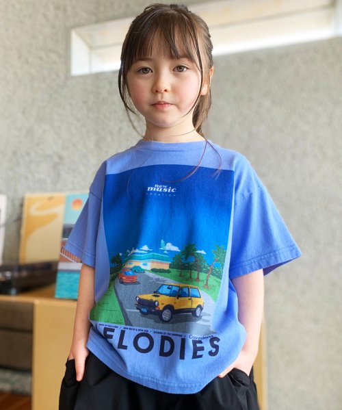 GROOVY COLORS(グルービーカラーズ)/天竺 MELODIES BIG Tシャツ/ライトブルー