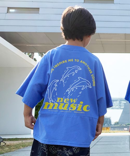 GROOVY COLORS(グルービーカラーズ)/天竺 DOLPHIN WIDE シルエット Tシャツ/ライトブルー