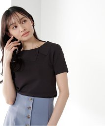 NATURAL BEAUTY BASIC(ナチュラルビューティーベーシック)/アシメロールカラーニット/チャコール1