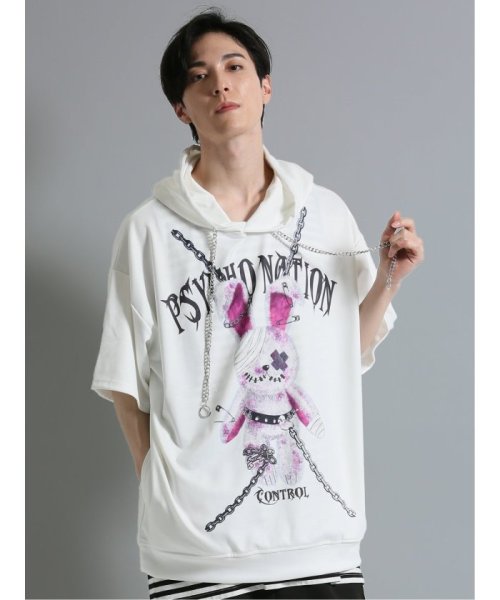 semanticdesign(セマンティックデザイン)/SD×PSYCHONATION 半袖BIGプルパーカー+タンク アンサンブル 半袖 メンズ Tシャツ カットソー カジュアル インナー ビジネス ギフト プレゼ/ホワイト