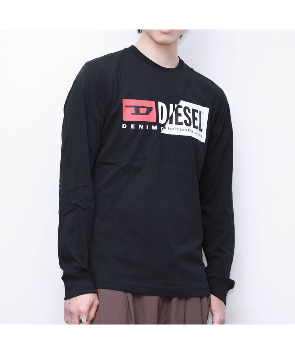 ディーゼル DIESEL T－DIEGO－LS－CUTY Tシャツ メンズ 長袖 トップス ロングTシャツ ロンT カットソー ボックスロゴ シャツ  カジュアル