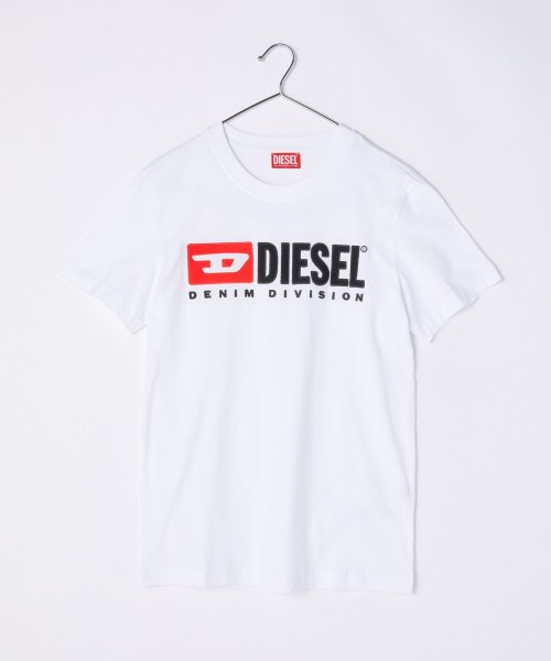DIESEL(ディーゼル)/ディーゼル DIESEL Tシャツ A03766 0AAXJ  メンズ トップス 半袖 クルーネック ロゴT カットソー シャツ カジュアル 白 黒 XS S /ホワイト