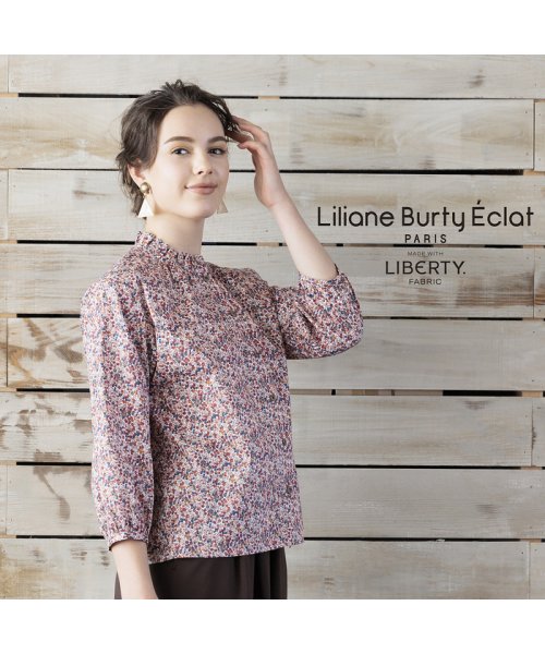 Liliane Burty ECLAT(リリアンビューティエクラ)/【S・Mサイズ】リバティ　ベリープリントブラウス/ブラウン