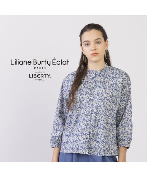 Liliane Burty ECLAT(リリアンビューティエクラ)/【S・Mサイズ】リバティ　ベリープリントブラウス/ブルー