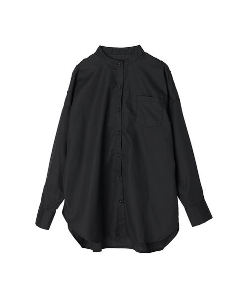 KOE(コエ)/肩ボタン開きスタンドカラーシャツ/ブラック