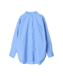 KOE(コエ)/肩ボタン開きスタンドカラーシャツ/ブルー