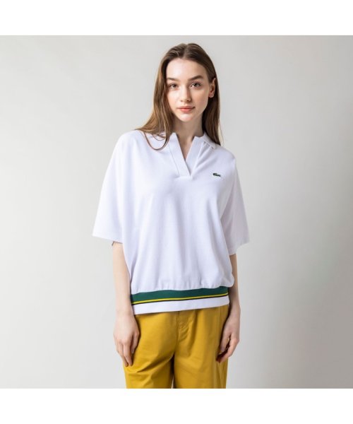 LACOSTE(ラコステ)/ドルマンスリーブスキッパーネックポロシャツ/ホワイト