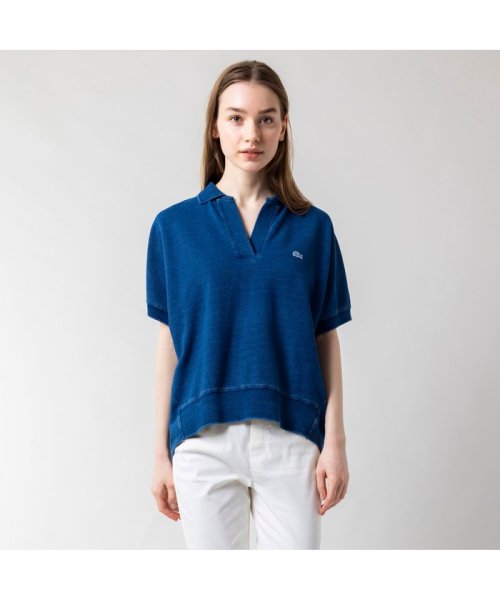 LACOSTE(ラコステ)/インディゴスキッパーネックポロシャツ/ブルー