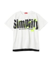 MAC HOUSE(kid's)(マックハウス（キッズ）)/Simplify シンプリファイ ポンチ素材 ロゴフェイクレイヤードTシャツ N21037BM/ホワイト