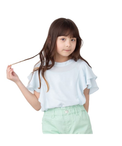 MAC HOUSE(kid's)(マックハウス（キッズ）)/NAVY ネイビー シフォンラッフルブラウス N23－3－21027/サックス