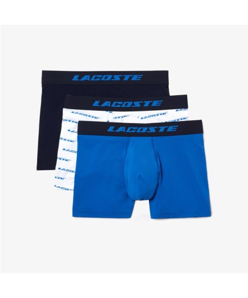 LACOSTE Mens(ラコステ　メンズ)/マイクロファイバープリントトランクショーツ3パック/ブルー