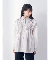 YECCA VECCA(イェッカ　ヴェッカ)/配色ギャザーデザインシャツ/ライトグレー