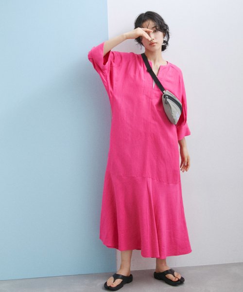 WEB限定(一部店舗展開あり)】リネンボリュームスリーブワンピース 
