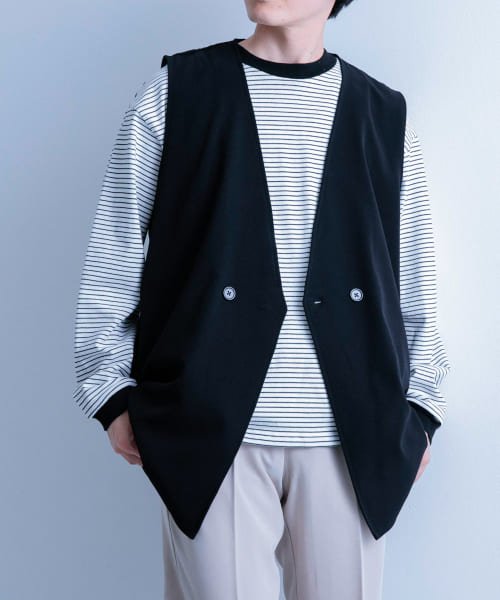 ITEMS URBANRESEARCH(アイテムズアーバンリサーチ（メンズ）)/ダブルブレスト TRジレ/BLK