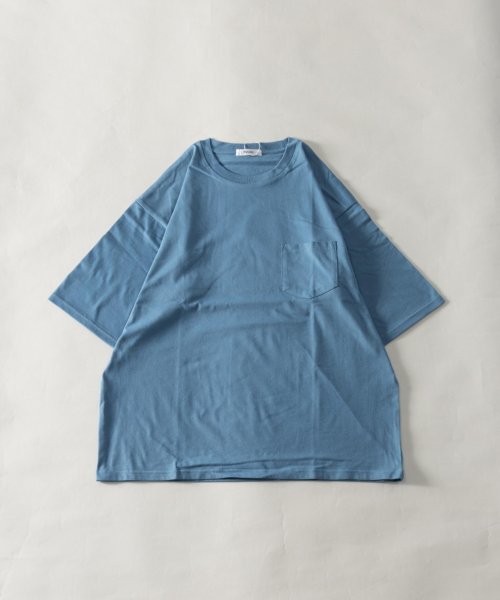 Nylaus(ナイラス)/接触冷感 天竺 ポケット付き ビッグTシャツ/ブルー