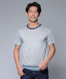 EPOCA UOMO(エポカ ウォモ)/【PRIMA COLLECTION】マイクロボーダーニットTシャツ/ブルー2