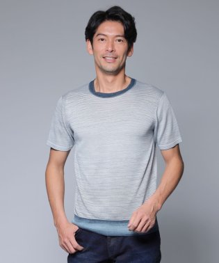 EPOCA UOMO/【PRIMA COLLECTION】マイクロボーダーニットTシャツ/505175087