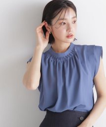 NATURAL BEAUTY BASIC(ナチュラルビューティーベーシック)/ツイストピンタックブラウス/スティールブルー1