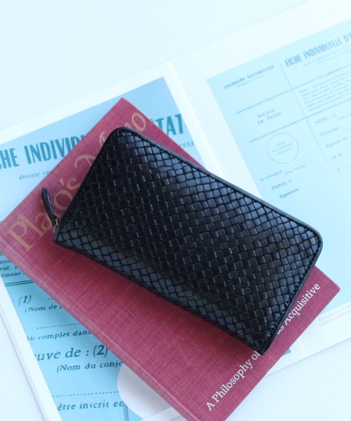 [doob London]イタリア ヌメ革 メッシュ ラウンドファスナー 長財布 イタリア ヌメ革 ラウンドファスナー