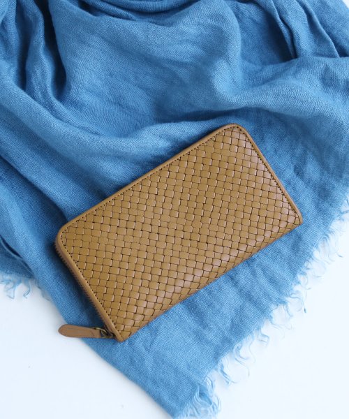 [doob London]イタリア ヌメ革 メッシュ ラウンドファスナー 長財布 イタリア ヌメ革 ラウンドファスナー