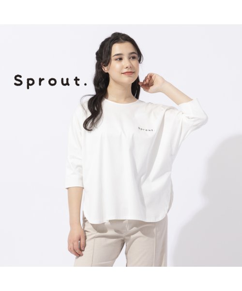 Liliane Burty(リリアンビューティ)/【Sprout.】ドルマンスリーブ　スプラウトロゴＴシャツ/ホワイト