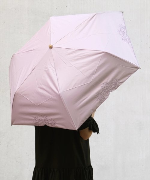 STRAWBERRY FIELDS(ストロベリーフィールズ)/ＰＵフラワー刺繍ミニアンブレラ 晴雨兼用傘/ピンク
